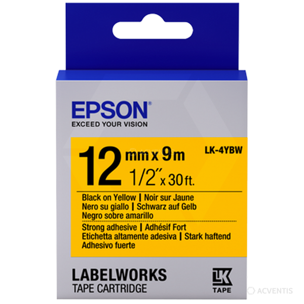 EPSON LabelWorks LK-4YBW - Etikettenband für LabelWorks LW, Thermotransfer, gelb, 12mm x 9m
