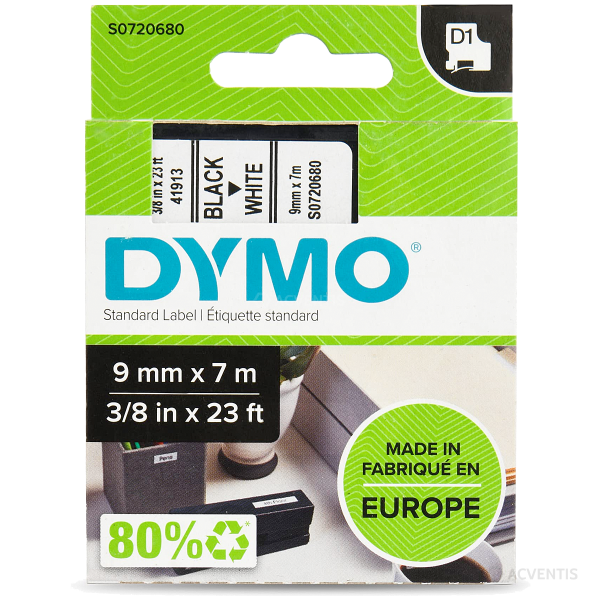 DYMO D1-Schriftband 40913 - 9mm x 7m, weiß
