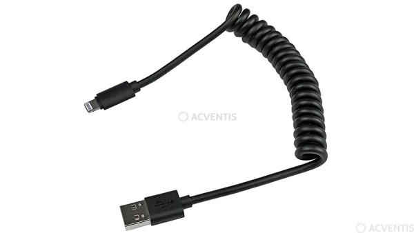 AEONTIS Daten-/Lade-Kabel Lightning 8-Pin auf USB-A, 0,6m, Spiral | AEO-USBCLT60CMB