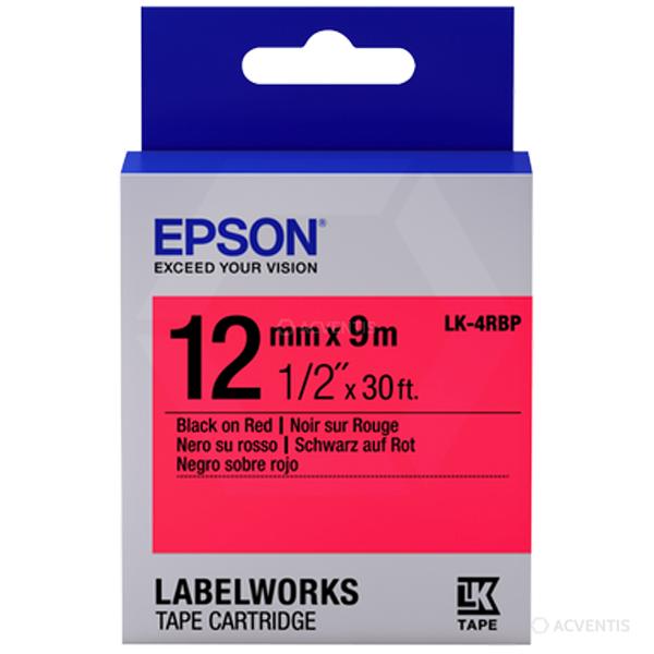 EPSON LabelWorks LK-4RBP - Etikettenband für LabelWorks LW, Thermotransfer, rot, 12mm x 9m