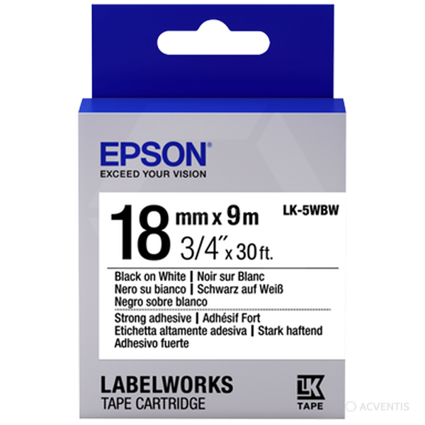EPSON LabelWorks LK-5WBW - Etikettenband für LabelWorks LW, Thermotransfer, weiß, 18mm x 9m
