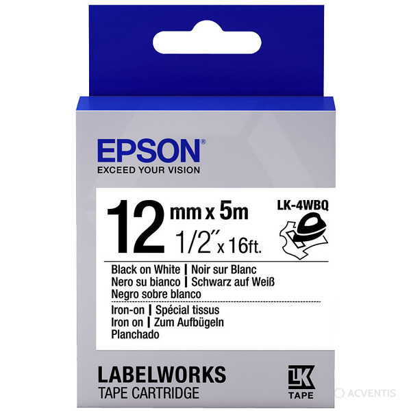 EPSON LabelWorks LK-4WBQ - Etikettenband für LabelWorks LW, Thermotransfer, weiß, 12mm x 9m
