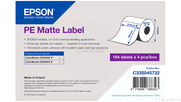 EPSON Etikettenrolle, Kunststoff, 210 x 297 mm | C33S045732